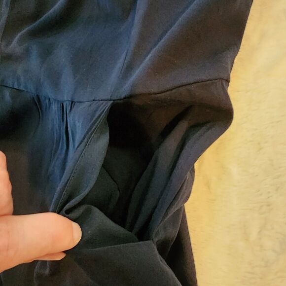 Market & Spruce SP Romper Navy Blue Shorts Cutout Snap Back Spaghetti Strap - Picture 8 of 11